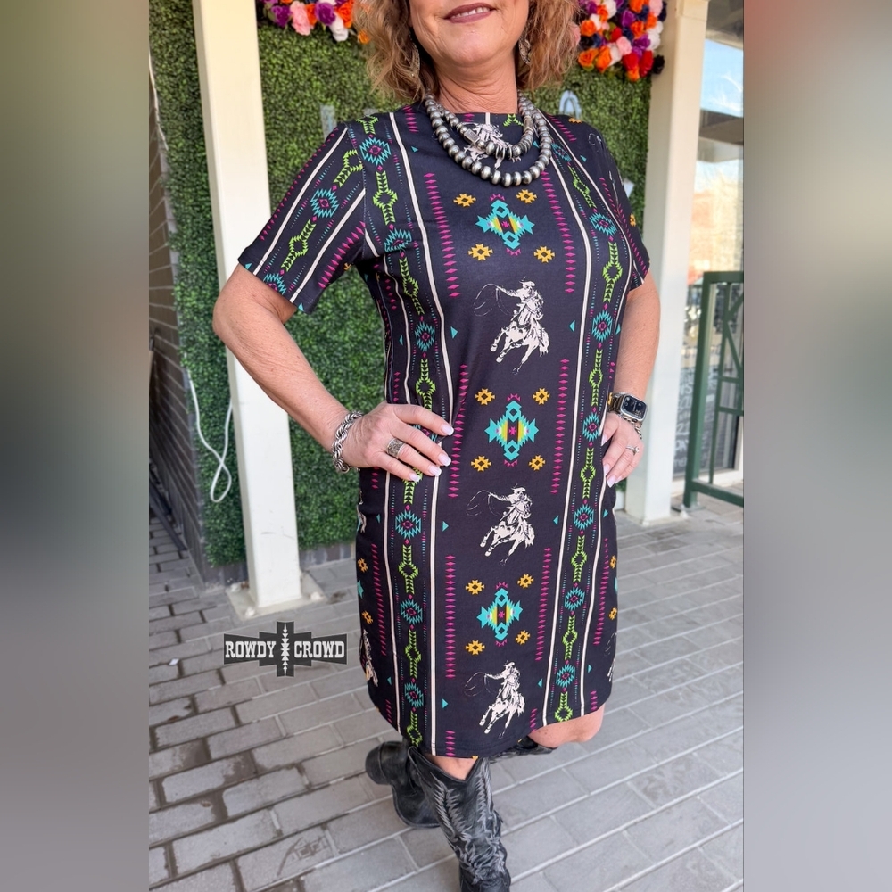 NWT Black Rope & Ride Aztec Print DRESS